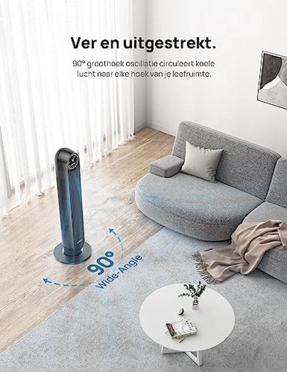 Dreo 28dB Ventilateur de tour avec télécommande, vitesses de 7,9 m/s