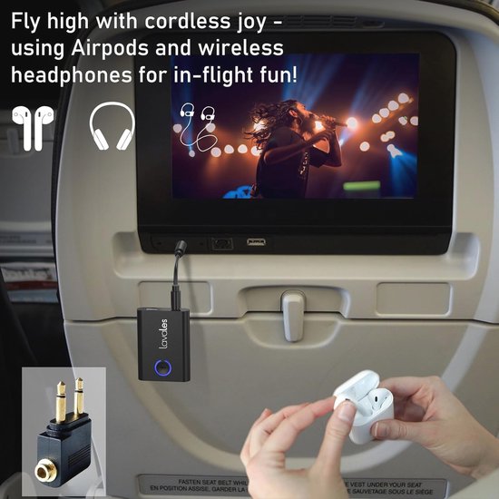 Bluetooth 5.3 Adapter voor TV en Vliegtuig - 2-in-1 Audio Zender Ontvanger met 3,5 mm Jack - Splitter voor Hoofdtelefoons, Speakers, Gym en Tablets van Zenwire — afbeelding 2