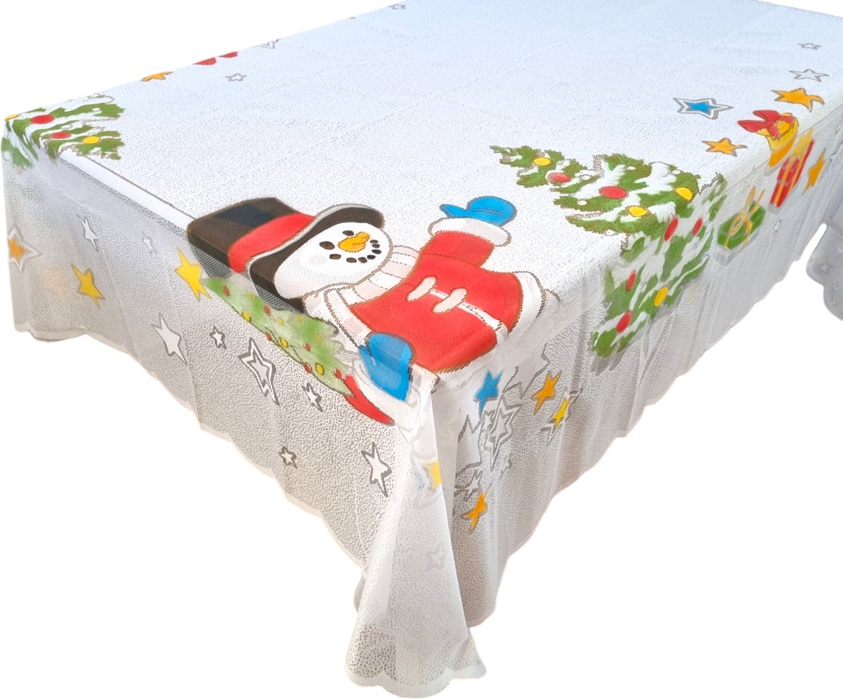 Nappe de Noël rectangulaire (150 x 300 cm) Sapin métallisé Bleu - Décoration de table de fête