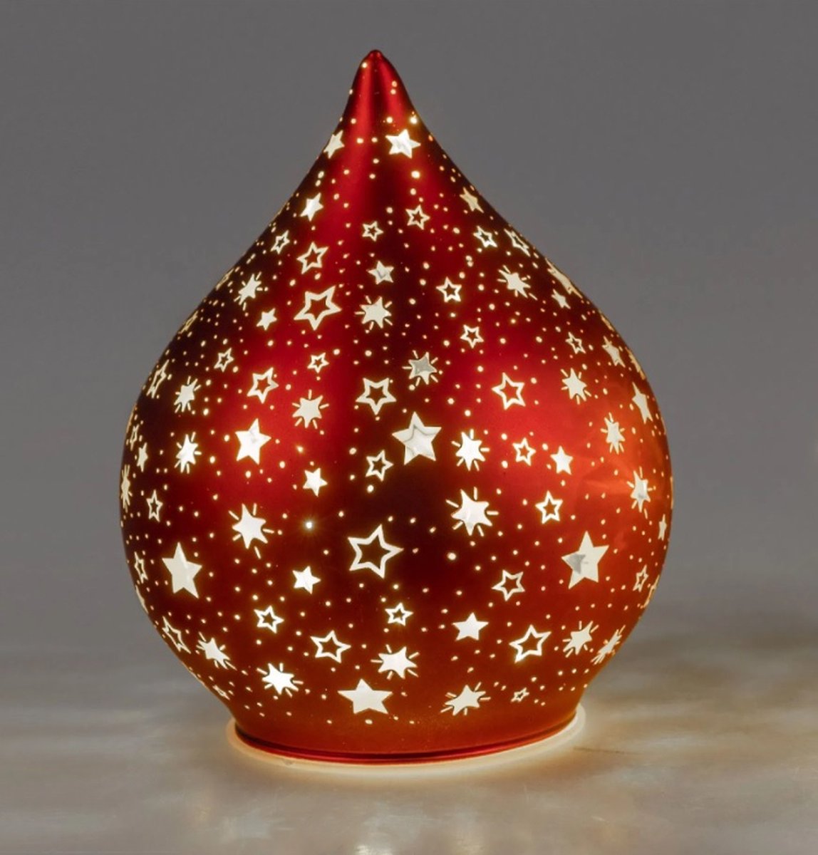 Kerst - Druppel - Decoratie - Glas - 16cm - Ø12cm - incl ledlicht - incl. AAA batterij