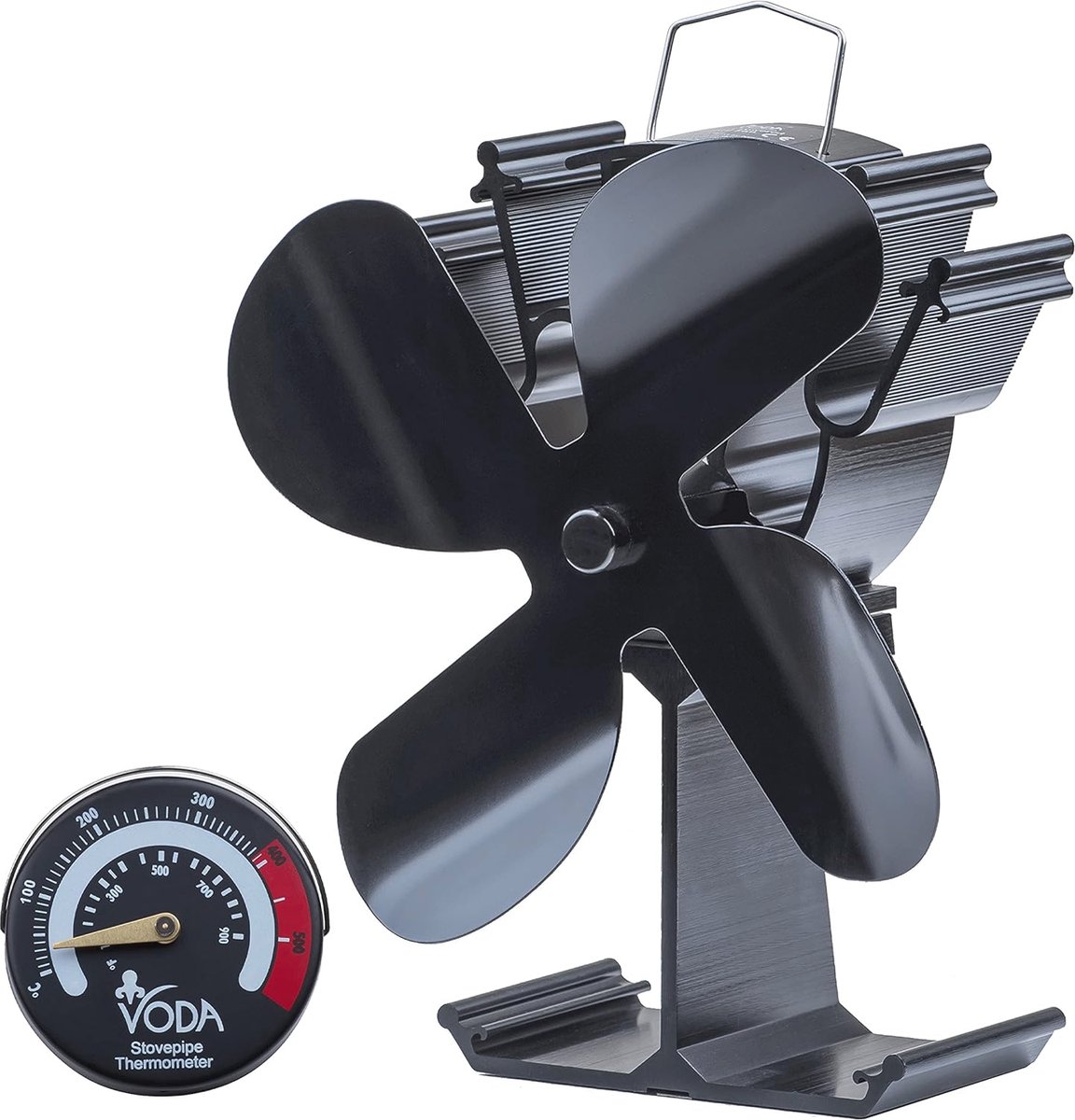 Houtkachelventilator met Thermometer - Warmte Aangedreven, Stille en Duurzame Fornuisventilator voor Efficiënte Warmteverspreiding