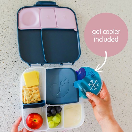 b.box Boîte à lunch | Boîte à bento Jumbo avec 4 compartiments (2 étanches), cloison amovible, élément de refroidissement en gel | Idéal pour École | A partir de 3+ | Contenu 1L