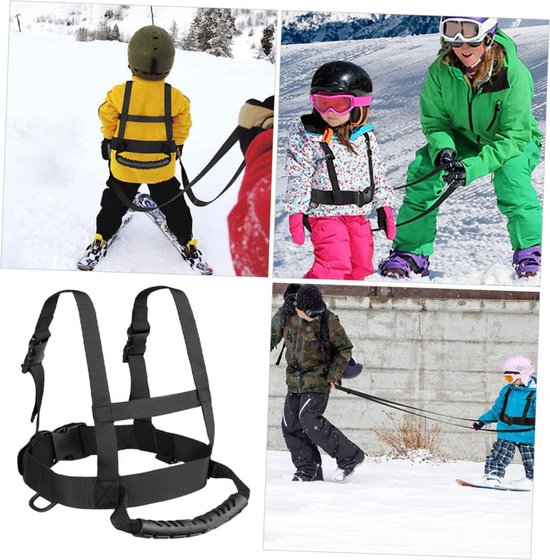 Skiharnas voor kinderen met tas - Skituigje kinderen - Ski-accessoires - Verstelbaar ski-schouderharnas - Voor kinderen en beginners Schaatsen, Skateboarden, Snowboarden, Skaten, Fietsen (zwart) van Eruinfang — afbeelding 2