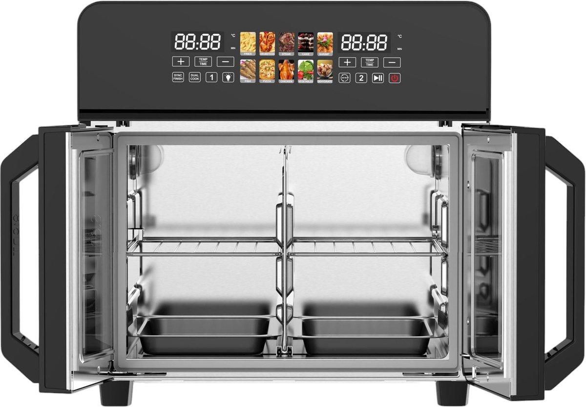 Airfryer Oven XXL 23L – 2400W Heteluchtfriteuse met Dubbele Deur, 10 Programma’s, 50-200°C – Zwart – Royal Swiss® — afbeelding 4