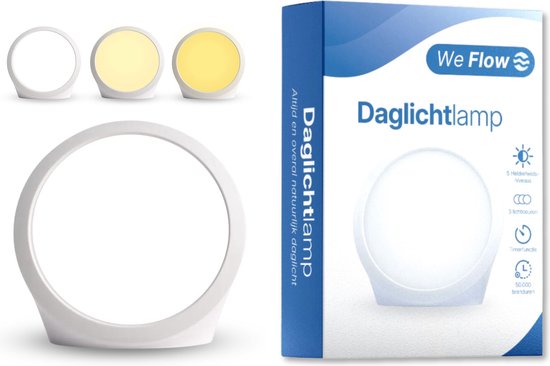 WeFlow Daglicht lamp met 5 helderheidsniveaus, 3 lichten & Timer functie - Lichttherapielamp - Zonlicht lamp - Anti Depressie - 10.000 LUX - Daglichtlamp - Energielamp - UV-Vrij - Levensduur van 50.000 uur - USB C