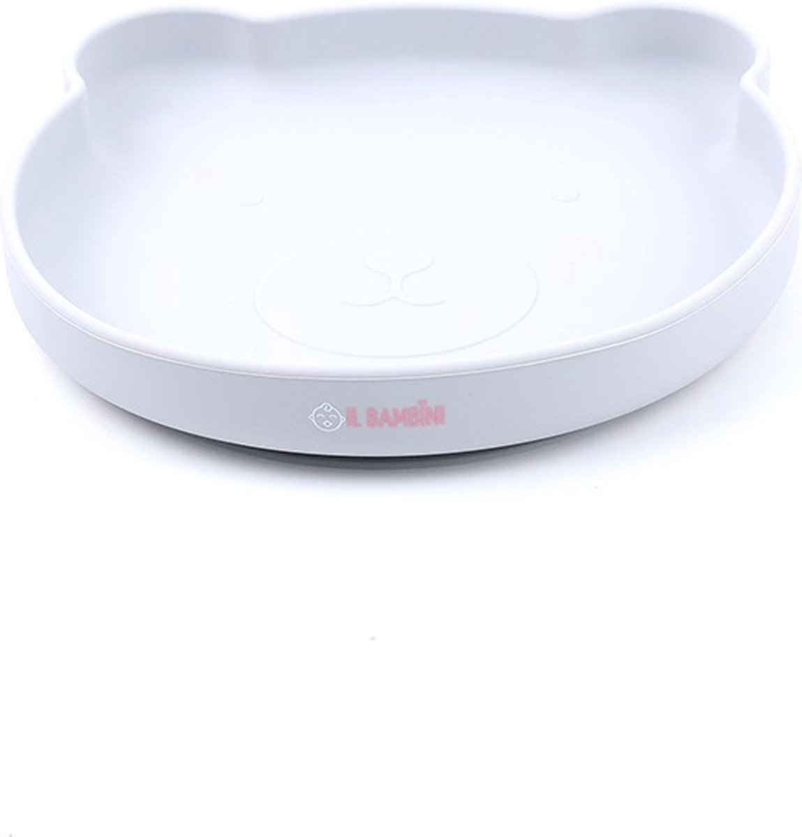 Goedkoopste IL BAMBINI - Kinderbord - Baby bord - Kinderservies - beertjesbord - Lichtgrijs - Siliconen BPA vrij - Onbreekbaar - 17 x 17 cm