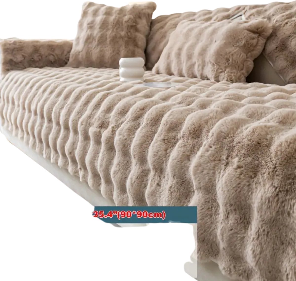 Bovista Bankhoes - Bankbeschermer - Stretch - Sofa Cover - Pluche - Khaki - Rugleuning 70x70