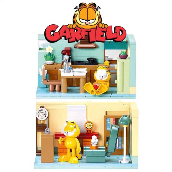 Sluban - Garfield poppenhuis bouwset | Bekend van stripboeken & dvd anime manga film | Speelgoed bouwpakketten volwassenen & kinderen | 2in1 bouwsets | Architecture modelbouw | 4.9mm bloks | 2 minifigures