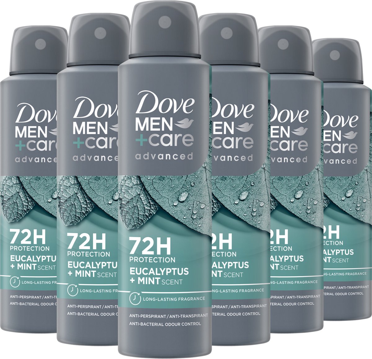 Dove Men+Care Advanced Anti-Transpirant Deodorant Spray - Eucalyptus + Mint - met Triple Action Technologie - 6 x 150 ml