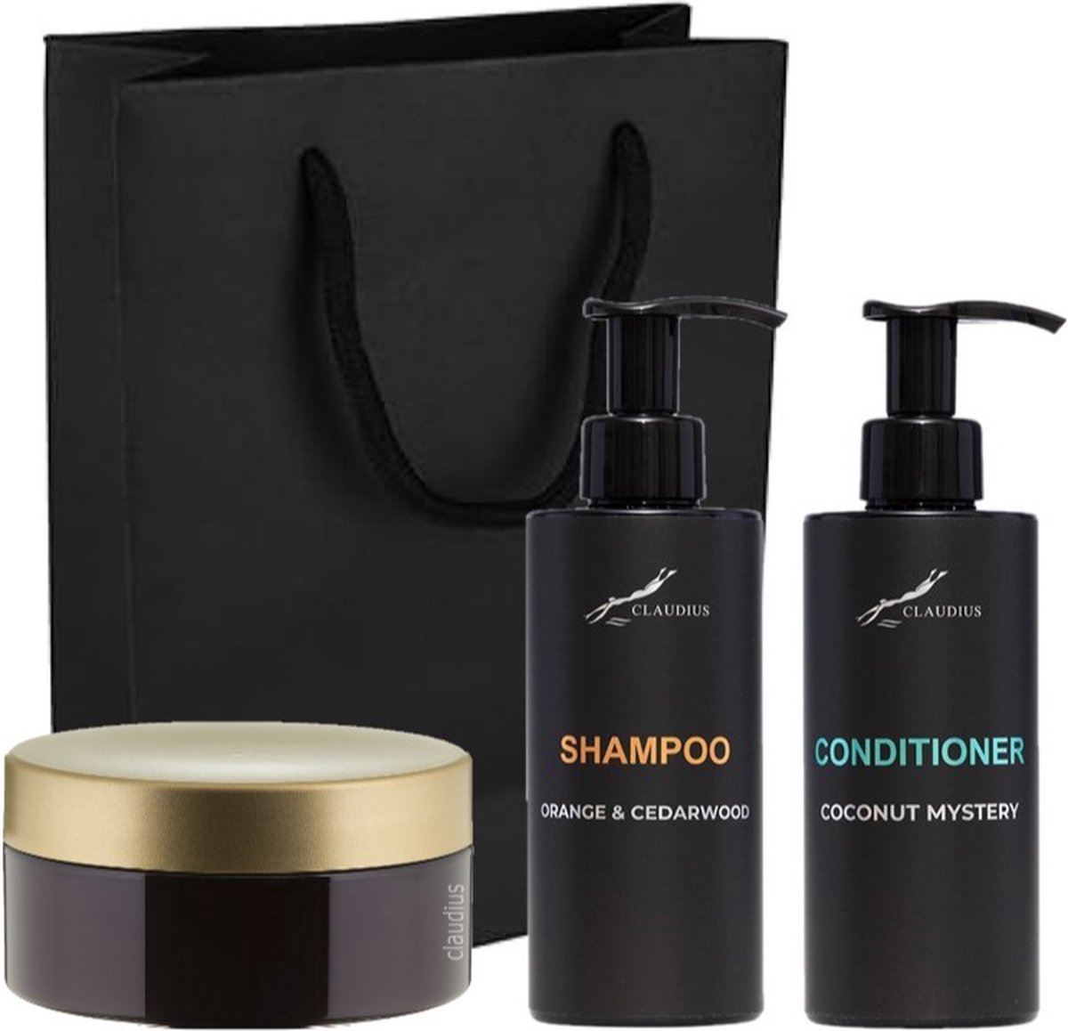 Goedkoopste Douchepakket - Shampoo Sweet Orange & Cedarwood Coconut Conditioner Scrubzout 300 gram - 300 ml per fles - set van 3 stuks - met luxe gift tas - kerst cadeau - giftset voor hem en haar