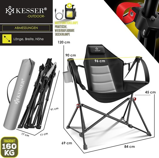 KESSER® Campingstoel, opvouwbaar, tot 150 kg, visstoel