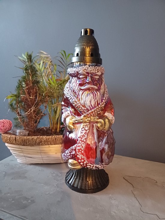 Herdenkinglicht kerstman luxe grafkaars lantaarn windlicht decoratie graflantaarn grafdecoratie kerst Lantaarn
