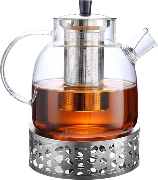 Theepot glas incl Theepot verwarmer 1,5L Theepot glas incl Theepot verwarmer 1,5L