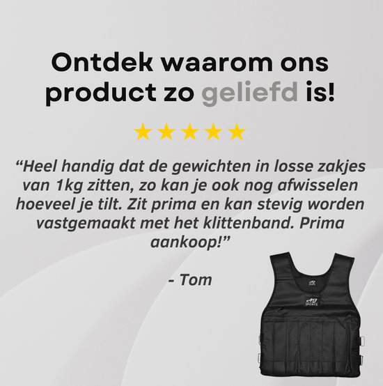 AJ-Sports Verstelbaar Gewichtsvest 10kg - Gewichtsvesten - Weight vest - Gewichten - Krachttraining & Crossfit Trainingsvest - Hardlopen - Cardio - Calisthenics - Crossfit - Zwart - Geschikt vanaf maat M / L