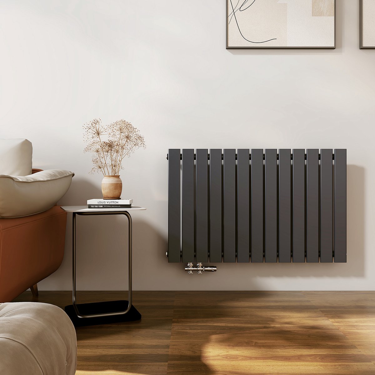 EMKE Radiator - Plat Design - Mat Antraciet - 63x100 cm - 730 W - Kolomradiator Vertical - Verwarming voor Alle Ruimtes