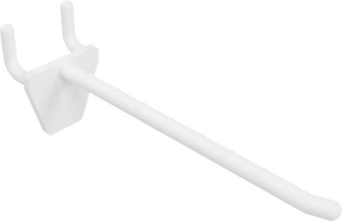Perfowand Blisterhaak - 10 cm - Enkel - Wit - Kunststof Gaatjeswand Displayhaak