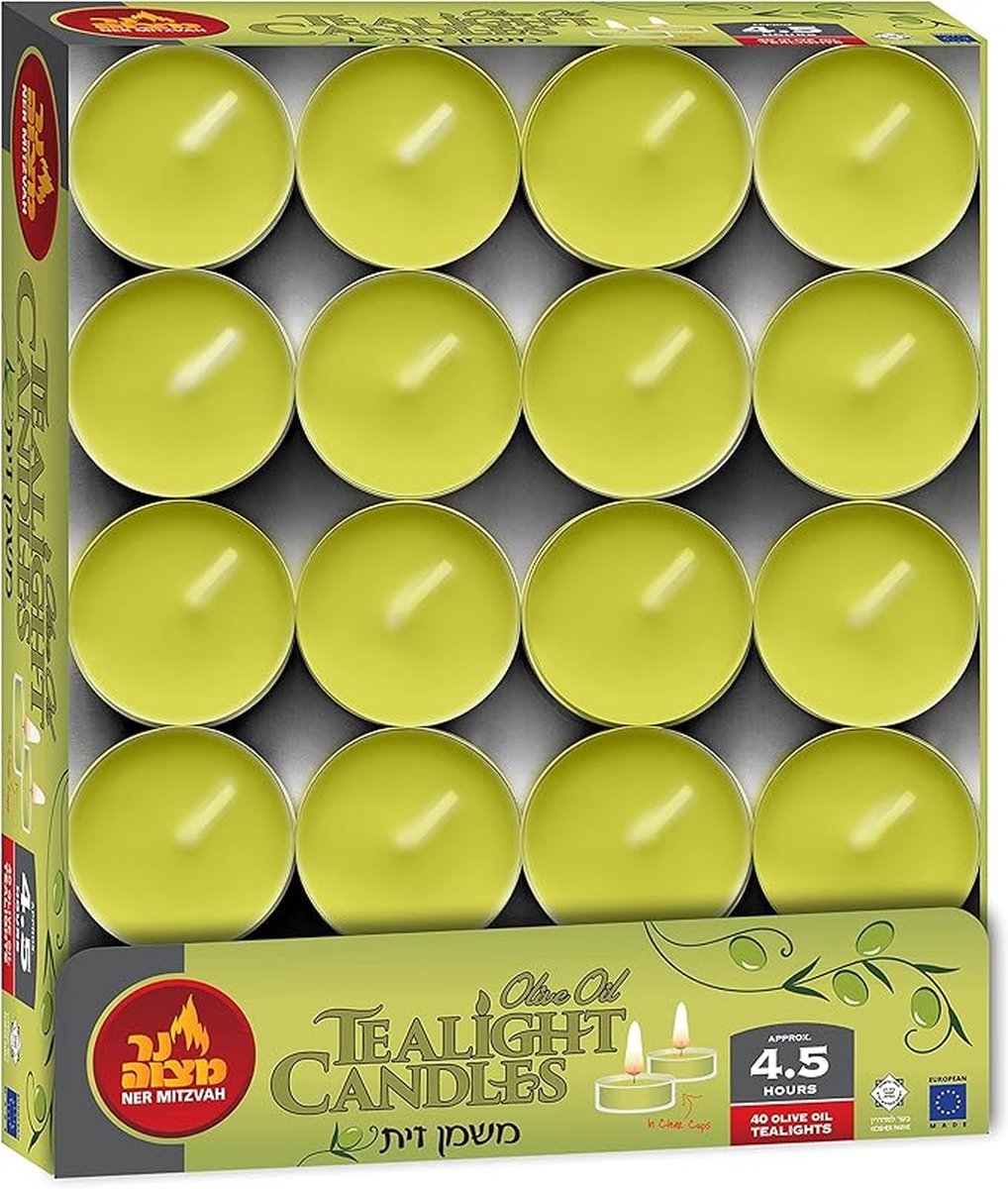 Olive Oil Tea Light Candles in Clear Cups 40 Pack