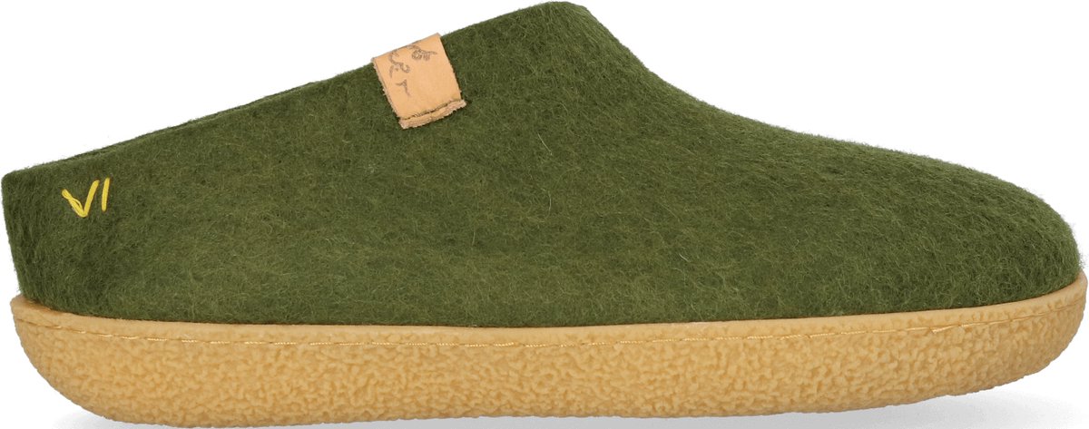 Tofvel - Slipa Maha Wolvilt Instap Pantoffels Olive Green - Maat 36