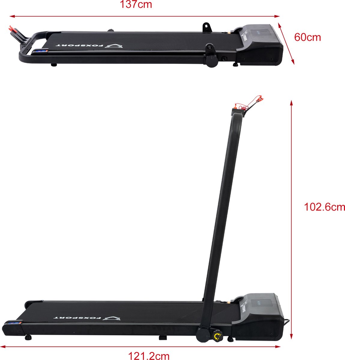 Afbeelding 2 van FOXSPORT Loopband - Dunne en lichteloopband voor thuis - Met afstandsbediening - Geen montage vereist - 1-12km/h - LCD scherm - Meerdere snelheidsstanden - Treadmill - Wandelband - Walking Pad