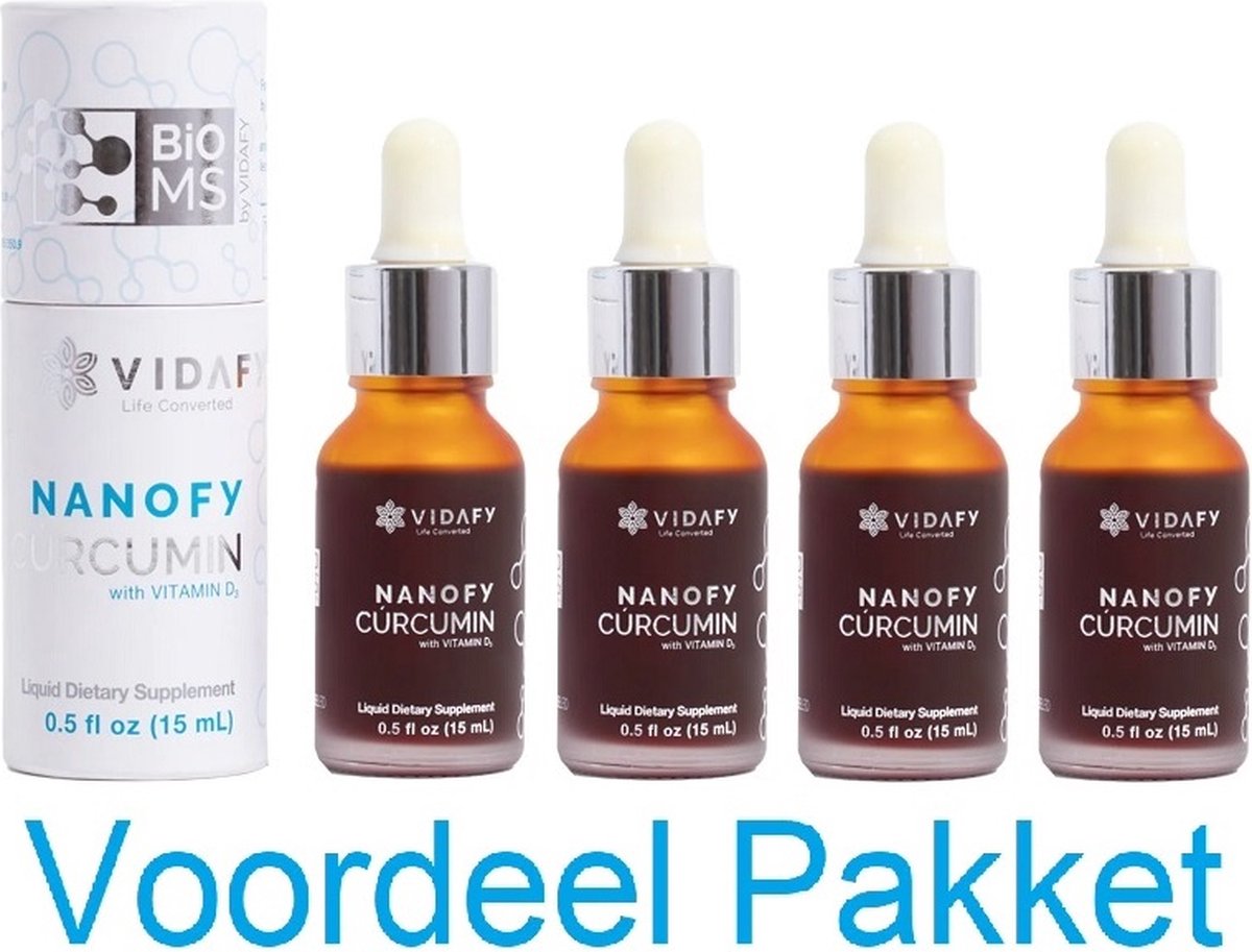 Goedkoopste Nanofy Curcumin 15ml Vidafy Voordeelpakket 4 in 1