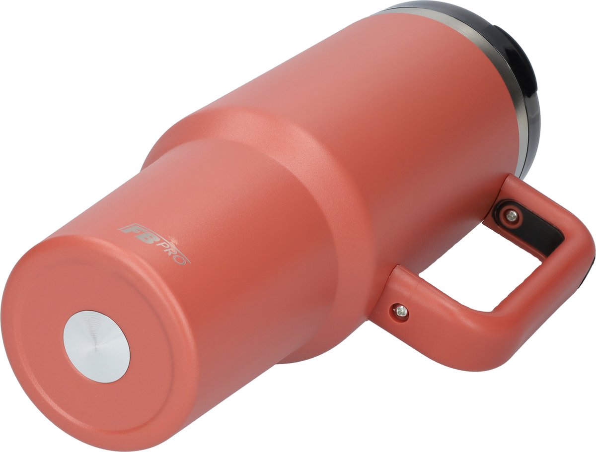 Thermos drinkbeker tumbler 1.2L met handvat en rietje - Vacuüm geïsoleerde drinkfles - Dubbelwandige waterfles - Koffiebeker - Travel mug - Thermosbeker to go - Thermoskan ideaal voor warm en koud weer - 1200 ML - Rood – foto 2