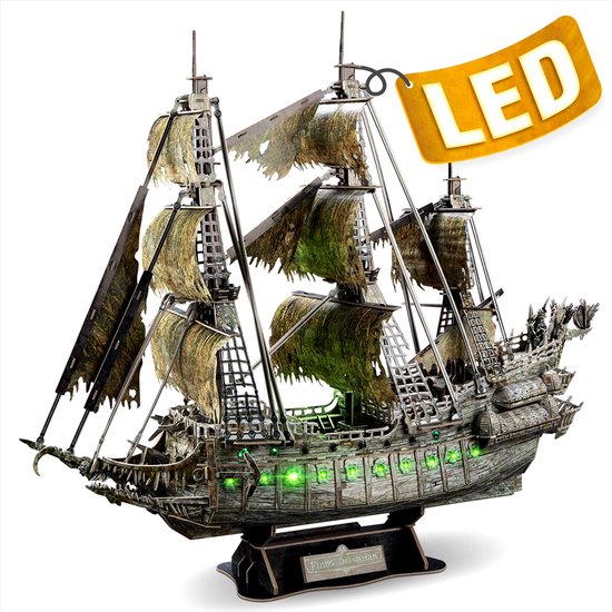 De Vliegende Hollander MEGA puzzel met LED verlichting - Bouwpakket - 3D - Boot - Schip - Piraat