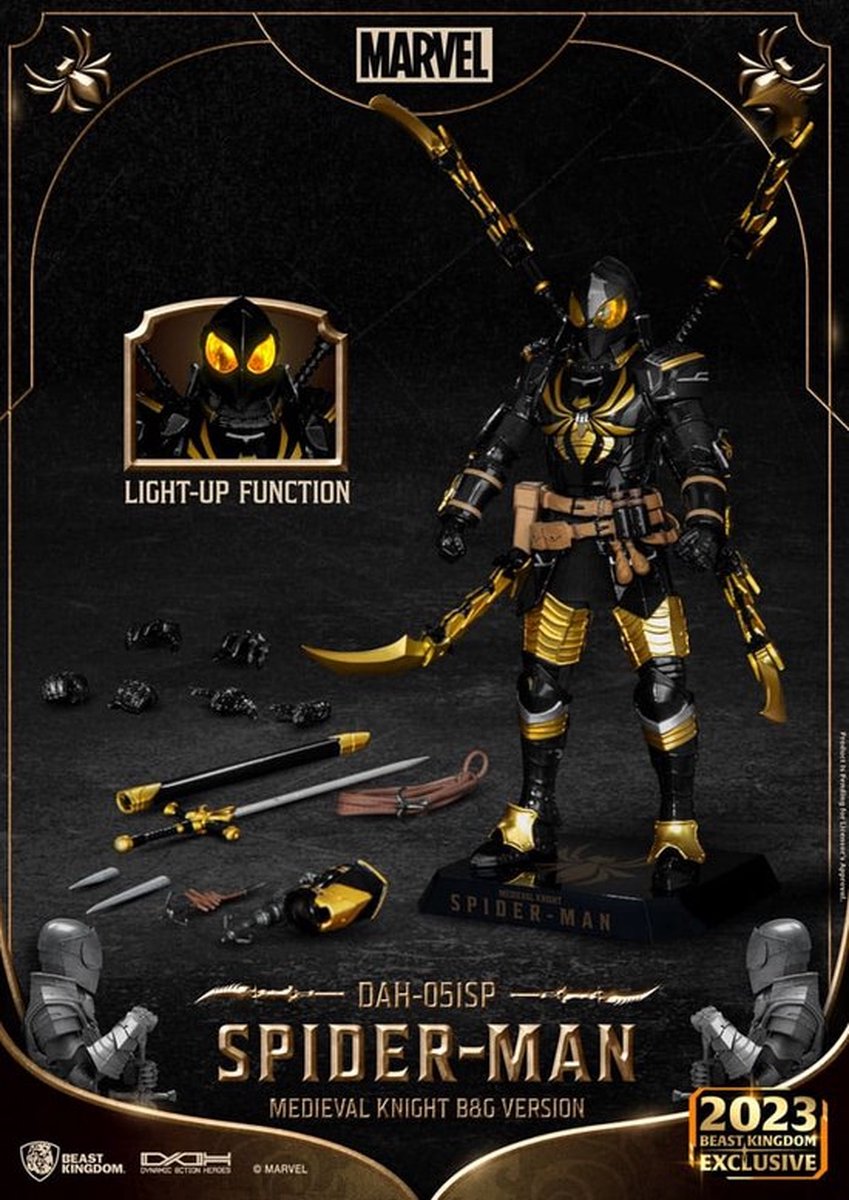 Marvel Dynamic 8ction Heroes Action Figure 1/9 Medieval Knight Spider-Man B&G Version 21 cm