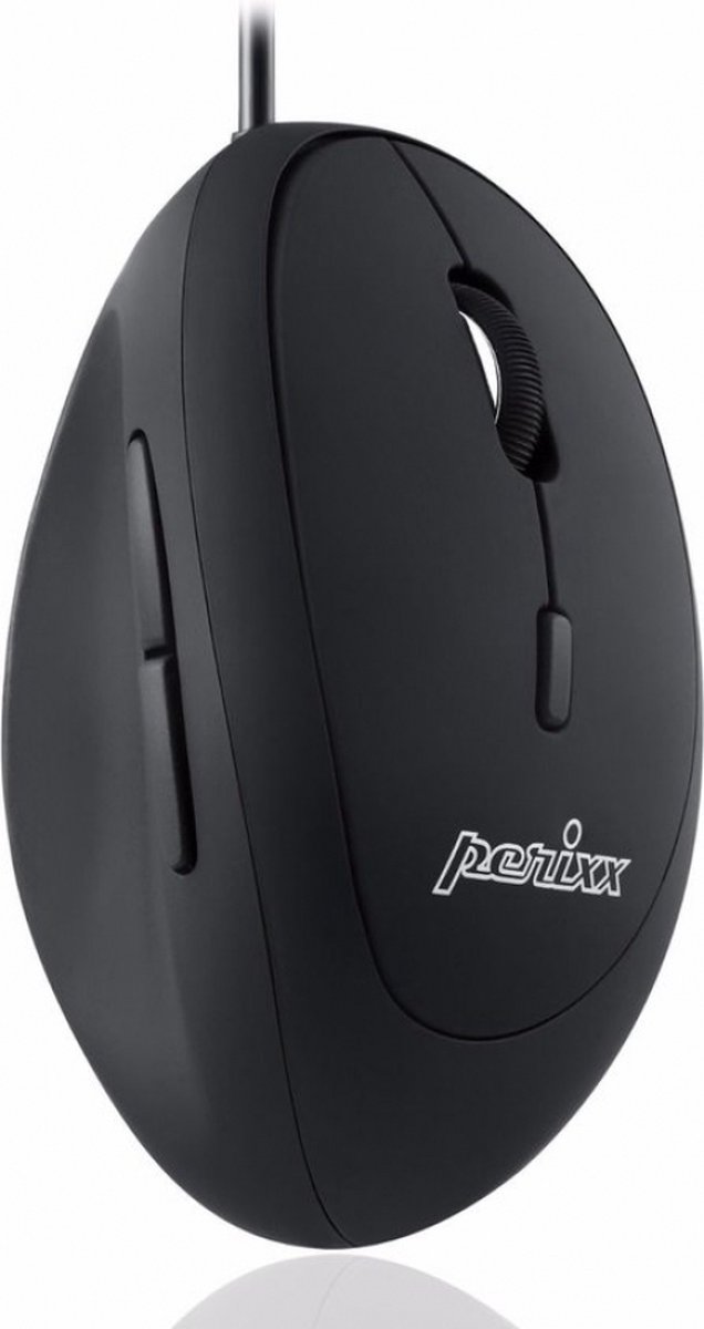 Perixx Perimice-519 Muis USB Optisch Zwart 6 Toetsen 1600 dpi Ergonomisch