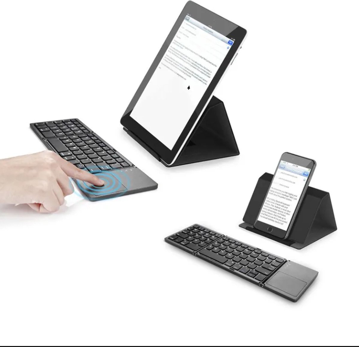IMENGINE®Opvouwbaar Bluetooth Toetsenbord met Touchpad – draadloos toetsenbord - QWERTY Keyboard – Voor Smartphone, Tablet & Laptop – Lichtgewicht & Compact – Zwart thumbnail 5