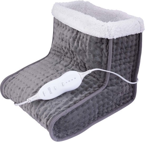 Tiqvi - Elektrisch Voetenwarmer 28x30x35cm - Grijs - Wasbare Binnenhoes...