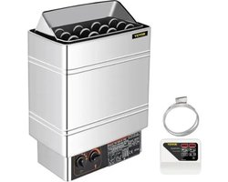Sauna Kachel - Elektrisch - 6KW - Spaheater - 40-105℃ - Geschikt voor Opgieten - Extern - Zilver