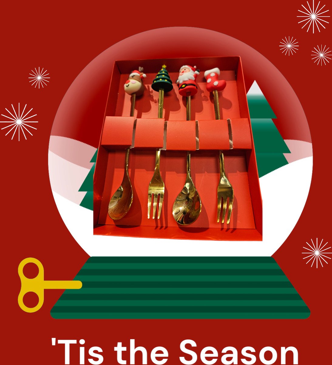 Kerstbestek RVS goud-Kerst-bestek-kerstmis-cadeau-kerstcadeau