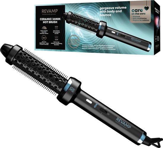 Revamp Keramische Krulborstel 30 mm - Warmteborstel - Ionentechnologie - Thermal Brush - 190 GR Lichtgewicht - Blowout Brush - 3 Meter Salonkabel - Voor krullen, golven en volume - Fohnborstel - 1300A