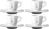 Bialetti Espresso Kop en Schotel Set Wit – 4 Espressokopjes met Schotels – Porselein – Italiaans Design