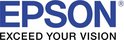 Blauw Epson logo met tekst 'EXCEED YOUR VISION'.