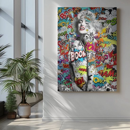 Canvas Schilderij - Marilyn Monroe - Graffiti - 60x40x2 cm
