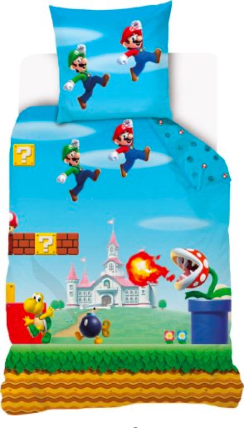 Super Mario Dekbedovertrek 140 x 200 cm - 70 x 90 cm