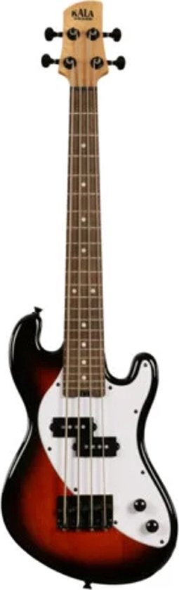 Kala Solid Body 4-String Fretted U-Bass Tobacco Burst compacte elektrische basgitaar met gigbag