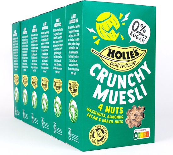 Foto: Holie s crunchy muesli 4 nuts 6x 400gr ontbijtgranen suikervrij gezond vegan