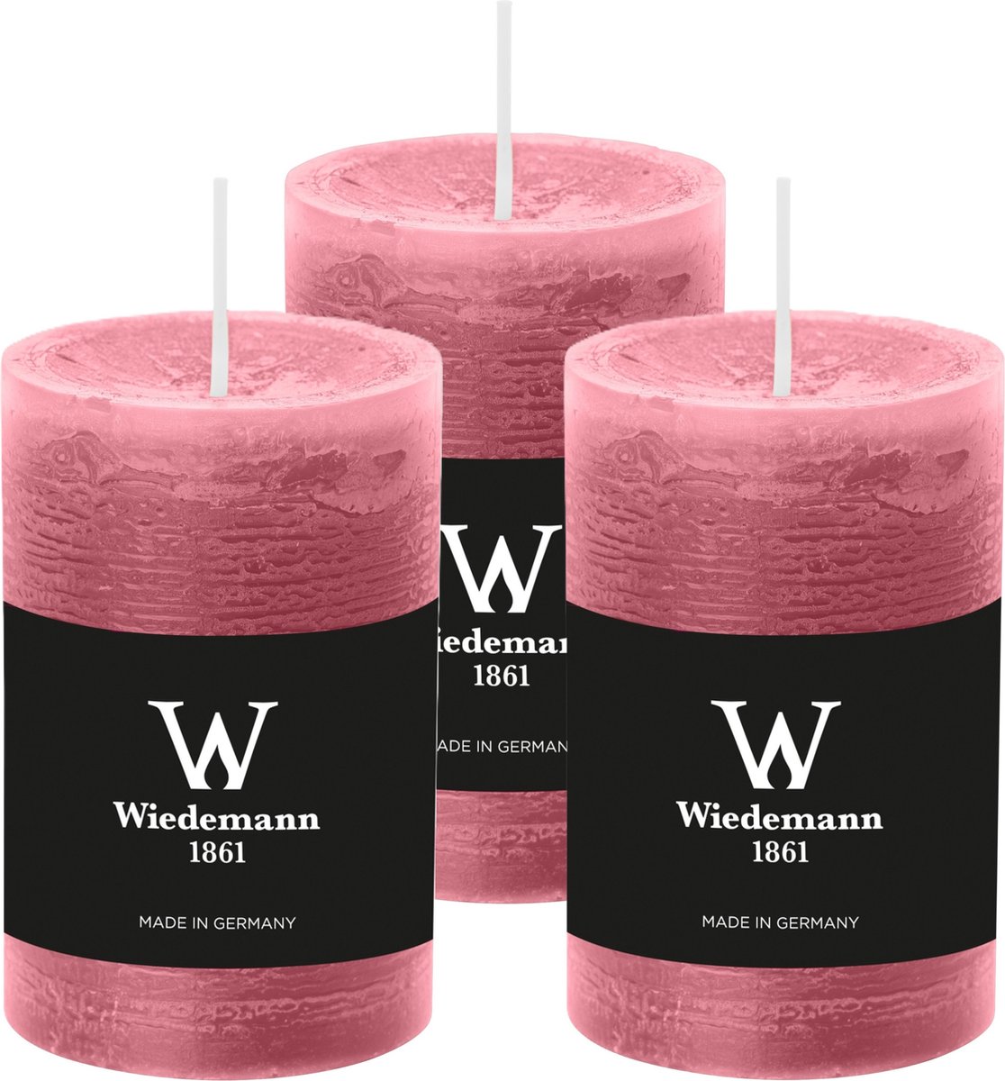 Wiedemann Cilinderkaars/stompkaars - 6x - rustieke kaars - oudroze - 6 x 9 cm - 30 branduren