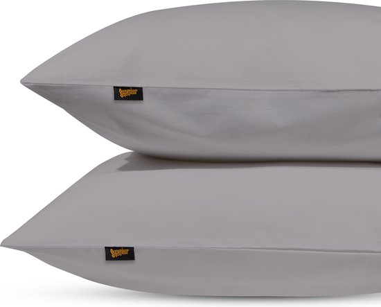 Taies d'oreiller Supérieures - 60x70 cm - Grijs - 100% Katoen - Set de 2