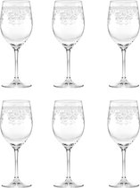 Livellara Luigi XV - Verre à Vin/Bordeaux/à boire - 500ml - transparent - gravé - design très élégant - Set de 6