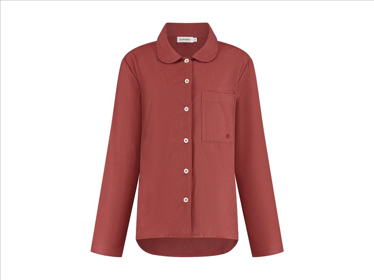 Yumeko pyjamashirt dames flanel fluweel rood l Red Velvet