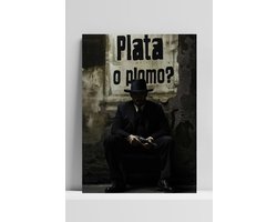 Plata O Plomo Poster | 3mm DIBOND | Premium Kwaliteit | 50x70cm | Tekst | Quote | Kartel | Pablo Escobar | Narcos | Metalen Wanddecoratie | Muurdecoratie | Luxe | Decoratie | Metalen Wandbord | DBS4541 | Industrieel Premium