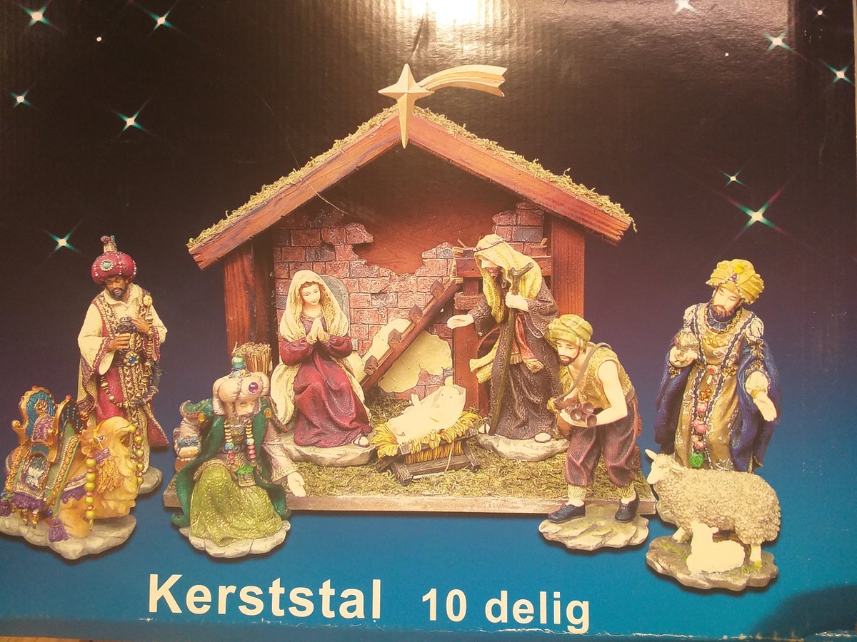 L. Dake en zn Kerststal 10 Delig - B 40 x L 24 x H 33 cm multi
