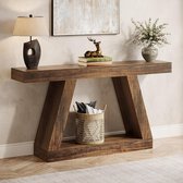 TRIBESIGNS - Table console - Table d'appoint - Industriel - Table d'appoint - Bois/Métal - Zwart/Marron - 30 x 140 x 80 cm