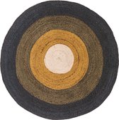 Kindervloerkleed Round Ocher  - Jute Groen/Blauw - 100 rond - Tapis Petit