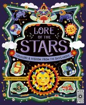 Boekomslag 'Lore of the Stars' met mythologische figuren, sterrenbeelden en zonnesymbolen.