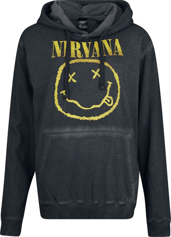 Sweat à capuche Nirvana Smiley noir en Katoen (taille M) - Band Merch, Bands
