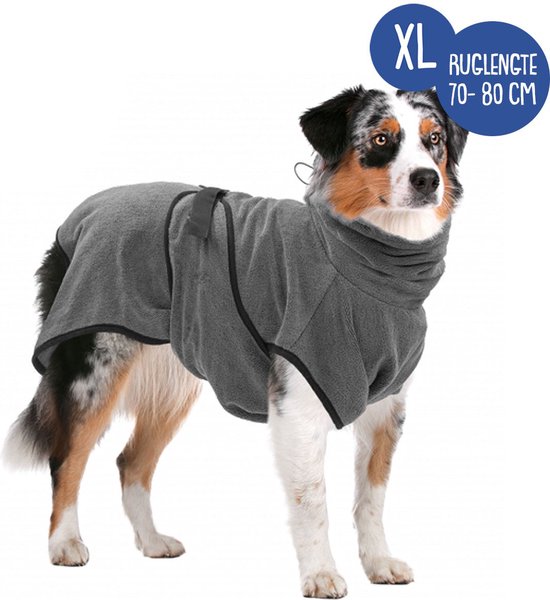 Royal Dry Badjas Hond - Microvezel Hondenbadjas - XL - Ruglengte 70-80 cm - Grijs